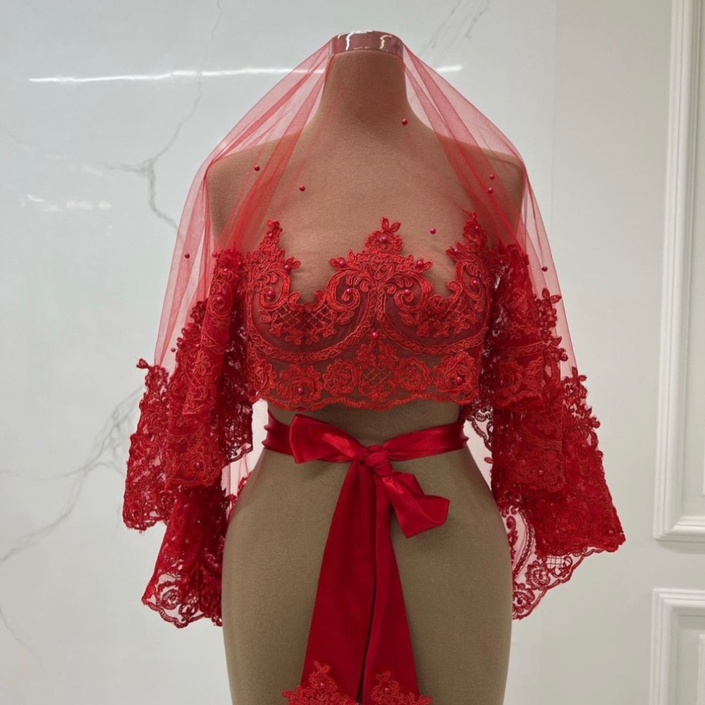 Elegant Red Lace Wrap